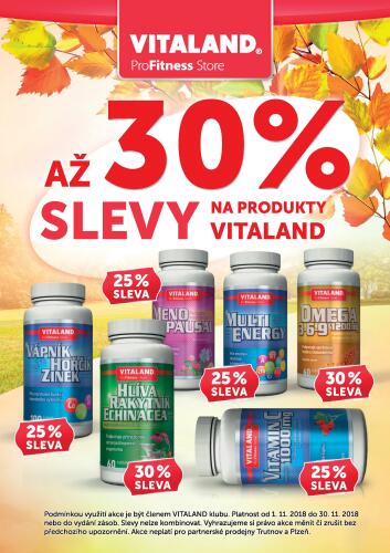 30% sleva na vybrané produkty značky VITALAND